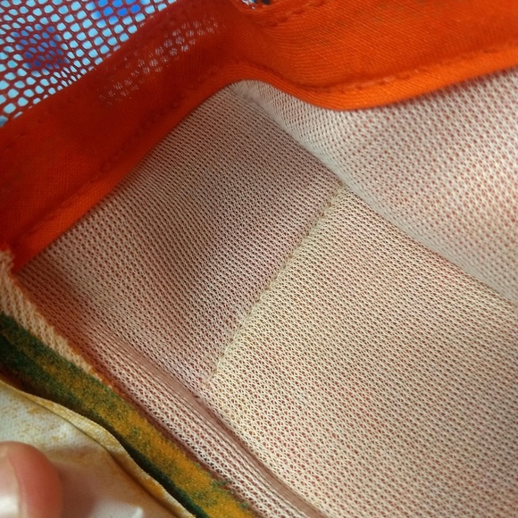 Vintage Made In USA Hat SnapBack Cap Bright Orange - Picture 8 of 8